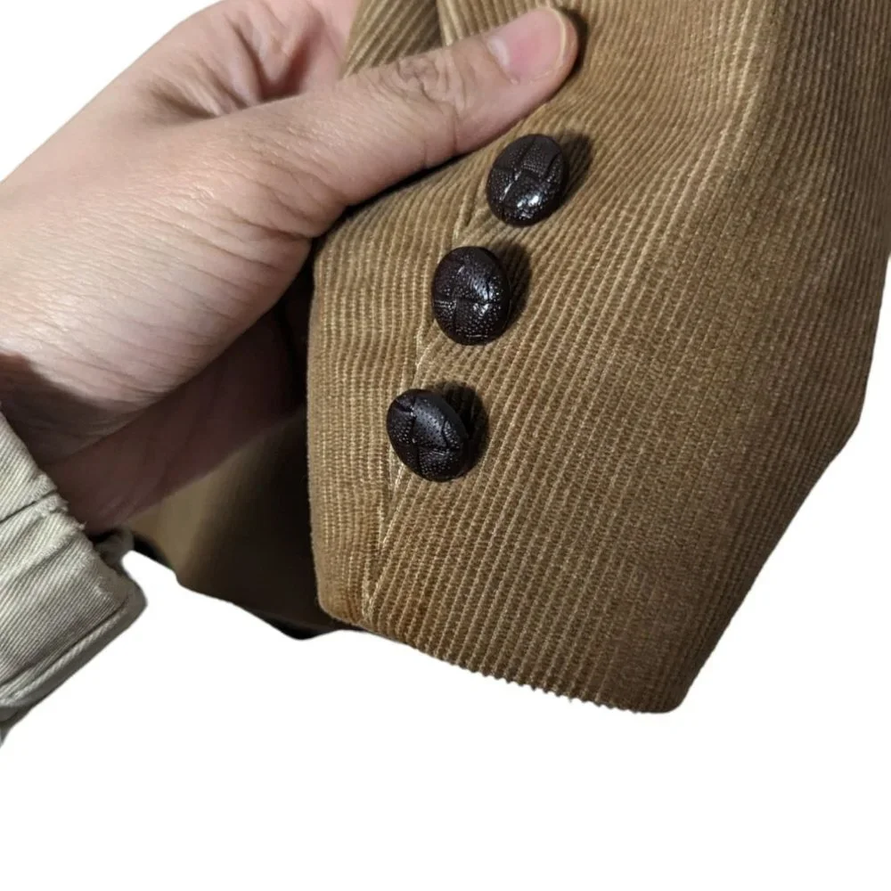 Vintage Womens Oscar de La Renta Tan Corduroy Two Button Career Blazer Jacket XS - Picture 4 of 7